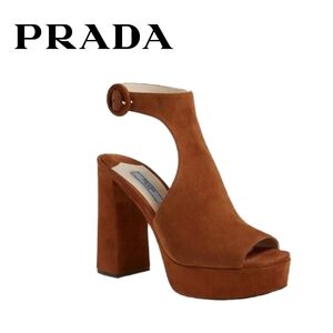 36.5 Prada Suede Platform Ankle Strap Sandals